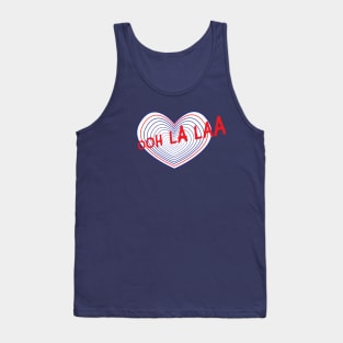 Cute french heart valentine's day t-shirt- ooh la laa - red white and blue - french flag for v-day - gift for him or her Tank Top